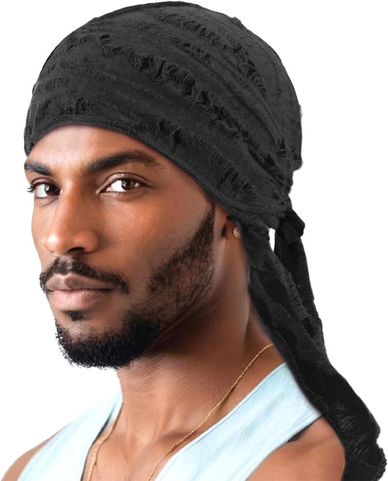 NICEYST Broken Hip Hop Do Rag Skull Cap Bandana Hat Du Rags Pirate Wave Durag Cooling Motorcycle Cycling Cap for Men Women - Image 2
